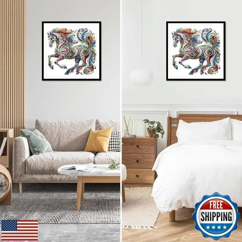 Diamonds Painting Kits for Adults Beginner DIY 5D Colorful Horse